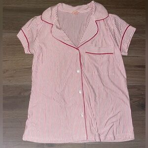 Eberjey red and White Striped Pajama Top and shorts
